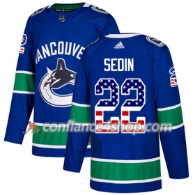 Adidas Maillot de Hockey Vancouver Canucks Daniel Sedin 22 2017-2018 Bleu USA Flag Fashion Authentic - Homme